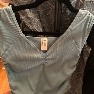 BP Women's Light Blue Ribbed Blouse